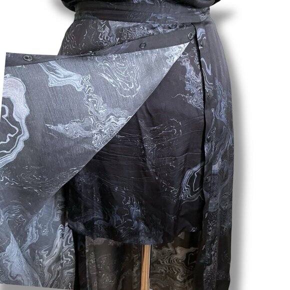 All Saints Womens Rafaela Hatsukoi Dress Sz 10 Black Gray Marble Print Midi - Picture 11 of 16